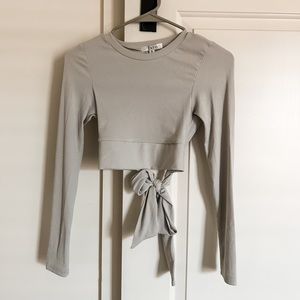 Grey Long Sleeve Crop Top